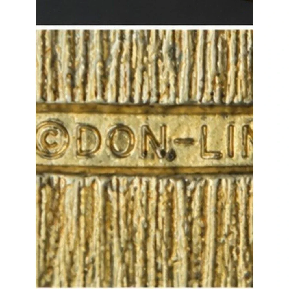 DON-LIN Abstract Enamel Brooch Pink Black Gold Tone Wearable Art Statement Pin